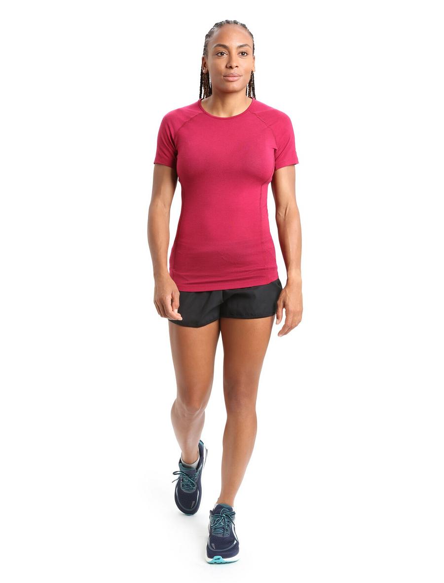 Women's Icebreaker BodyfitZone™ Merino 150 Zone Short Sleeve Crewe Thermal Top Base Layers Cherry | CA 1058BEXC